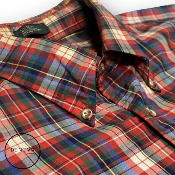 JOHN MARTIN Men's Red Plaid Button-Down Shirt Size Large - Picture 3 of 9